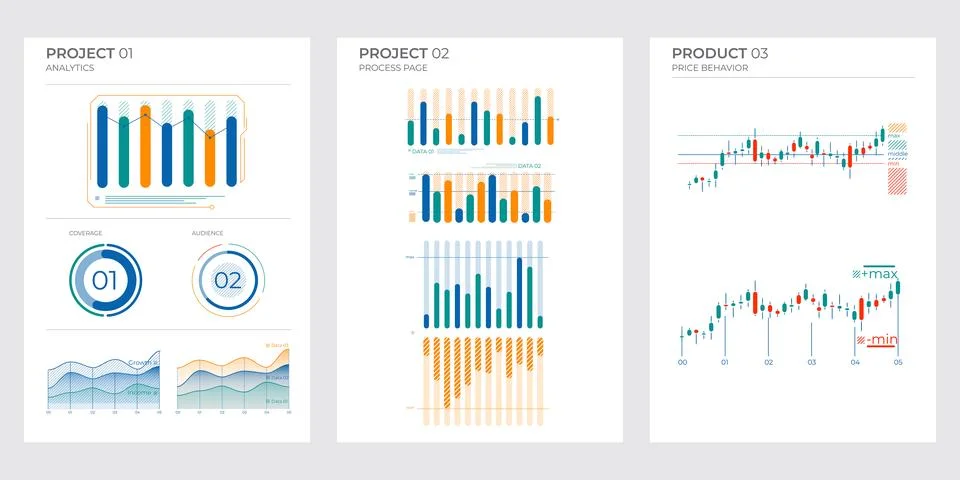 Project elements commercial charts. Modern visual vector illustration. Stock Illustration