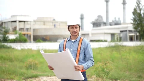 Project engineering check  drawing and Plans on Construction Site at Industrial 動画素材 279505184