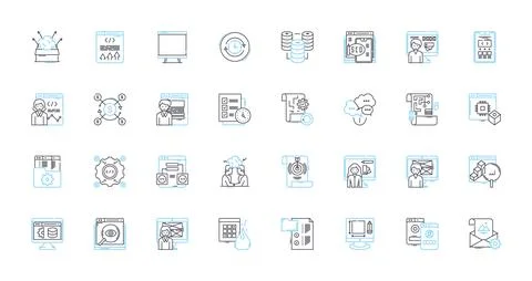 Project engineering linear icons set. Planning, Architecture, Design Stock Illustration