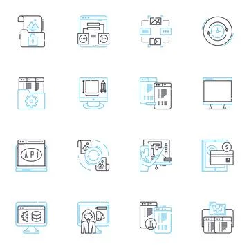 Project engineering linear icons set. Planning, Architecture, Design Stock Illustration