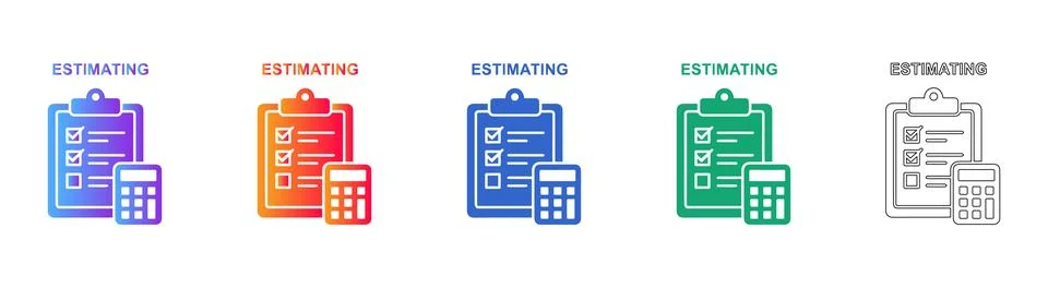 Project Estimating and Calculation Icon Set Stock Illustration