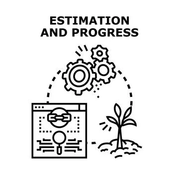 Project estimation and progress management planning process Stock Illustration