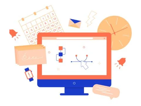 Project execution and effective work. Ilustração Stock