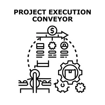 Project execution conveying process workflow management concept Stock Illustration