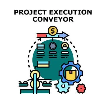 Project execution conveying process workflow management concept Stock Illustration