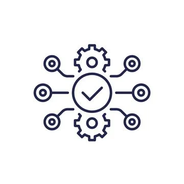 Project execution line icon, vector Stock Illustration