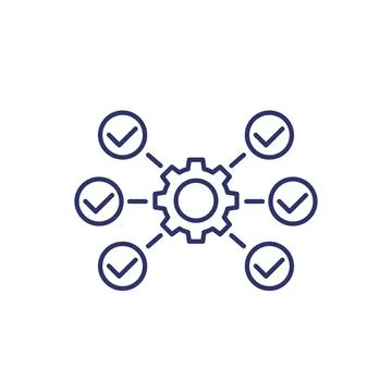 Project execution line icon on white, vector Illustrazione stock