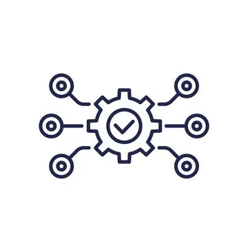 Project execution line icon on white Stock Illustration