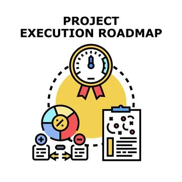 Project execution roadmap planning and management success Stock Illustration