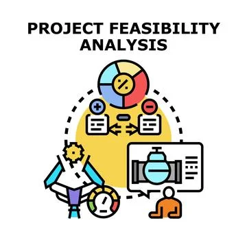 Project feasibility analysis evaluating business success concept Stock Illustration