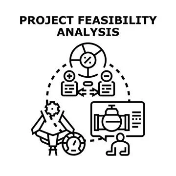 Project feasibility analysis evaluating business success concept Stock Illustration