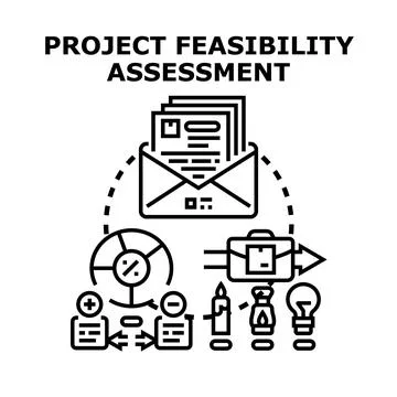 Project feasibility assessment evaluating business success potential Stock Illustration