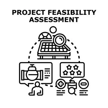 Project feasibility assessment process and business evaluation Stock Illustration