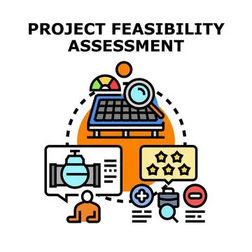 Project feasibility assessment process and business evaluation Illustrazione stock