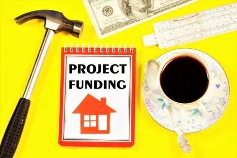 Project financing - text label in the planning notebook. Stock Photos