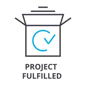 Project fulfilled thin line icon, sign, symbol, illustation, linear concept Illustration