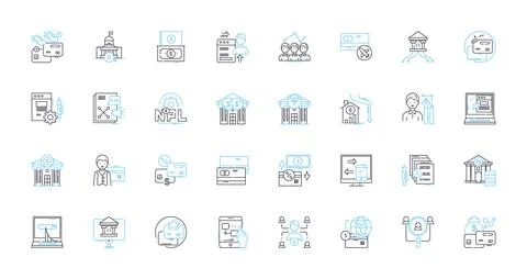 Project funds linear icons set. Financing, Grants, Sponsorship, Donations Stock Illustration