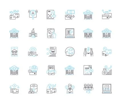Project funds linear icons set. Financing, Grants, Sponsorship, Donations Stock Illustration