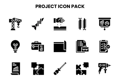 Project Glyph Bundle Icons Pack Illustrazione stock