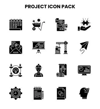 Project Glyph Design Icons Pack Stock Illustration