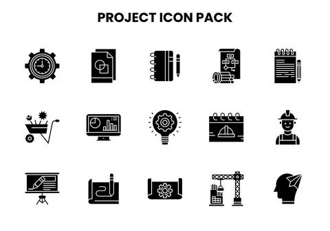 Project Glyph Set Icons Pack Stock Illustration