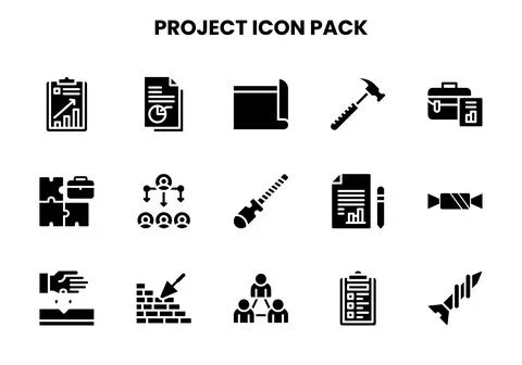 Project Glyph Vector Icons Pack Stock Illustration