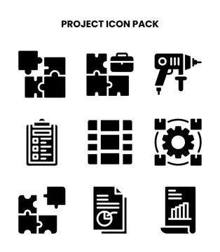 Project Glyph Vector Icons Pack Stock Illustration