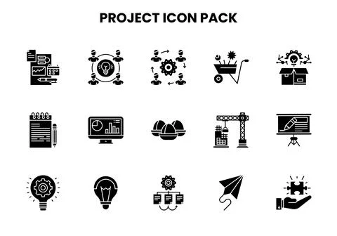 Project Glyph Vector Icons Pack Stock Illustration
