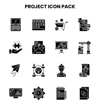 Project Glyph Vector Icons Pack Stock Illustration