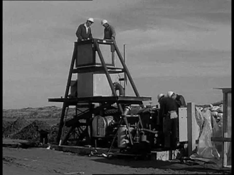 Project GNOME, a nuclear test site in New Mexico, has storage tanks, pipes, Stock Footage 75287768