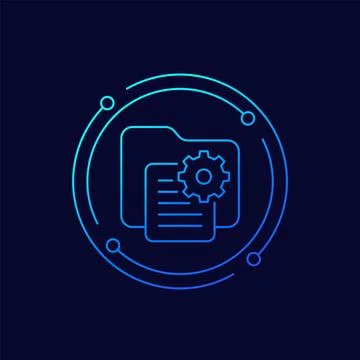 Project icon, document and file folder, linear design Illustrazione stock