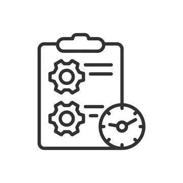 Project, icon in line design. Project, task, plan, timeline, goal, strategy Stock Illustration