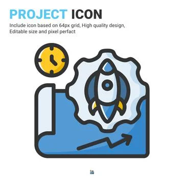 Project icon vector with outline color style isolated on white background イラスト素材