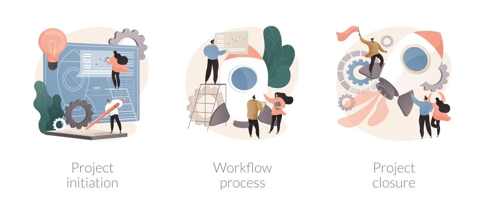 Project implementation abstract concept vector illustrations. Ilustración de archivo