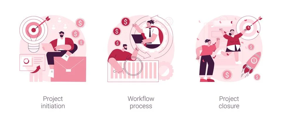 Project implementation abstract concept vector illustrations. Stock Illustration