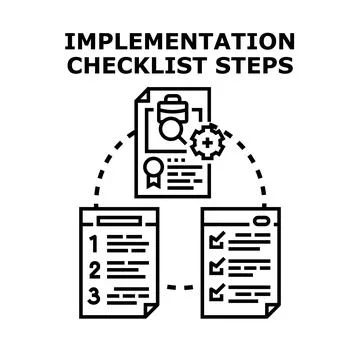Project implementation checklist steps vector concept Stock Illustration