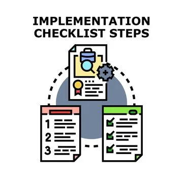 Project implementation checklist steps vector concept Иллюстрация