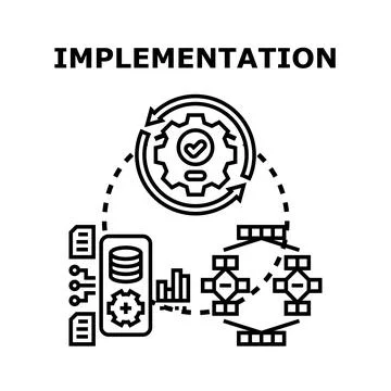 Project implementation process performing and data analyzing Stock Illustration
