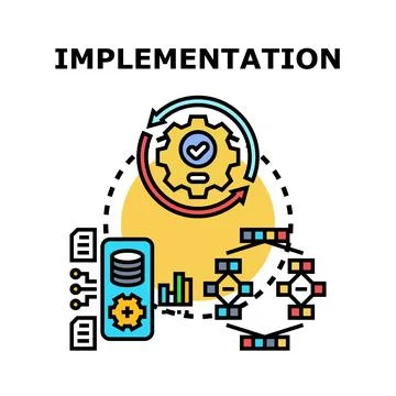 Project implementation process performing and data analyzing Stock Illustration