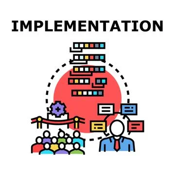 Project implementation process, planning, and management concept 库存插图