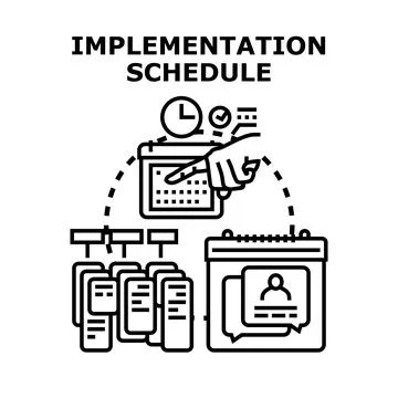 Project implementation schedule planning and task management イラスト素材