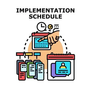 Project implementation schedule planning and task management Stock Illustration