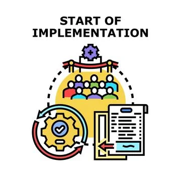 Project implementation starting, team launching system Stock-Illustration