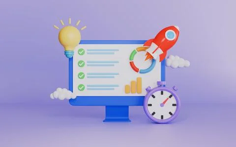 Project initiation and closure, Workflow process, Project implementation Stock Illustration