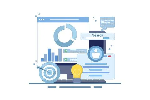 Project initiation concept. Project management, life cycle. Data analysis tasks. Stock Illustration