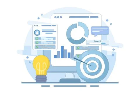 Project initiation concept. Project management, life cycle. Data analysis tasks. Stock Illustration
