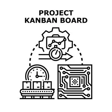 Project kanban board system developing process Stock Illustration
