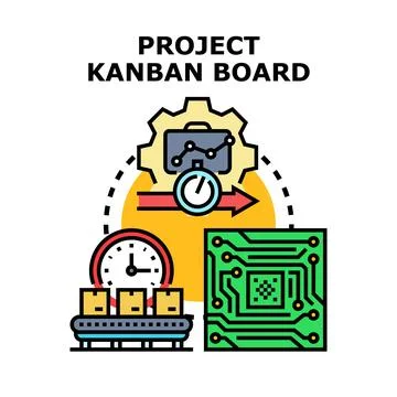 Project kanban board system developing process Stock Illustration