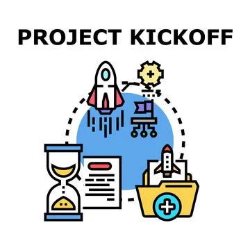 Project kickoff icon concept starting new business plan Stock Illustration