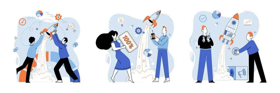 Project launch. A development project idea, foundation stone of potential Stock Illustration